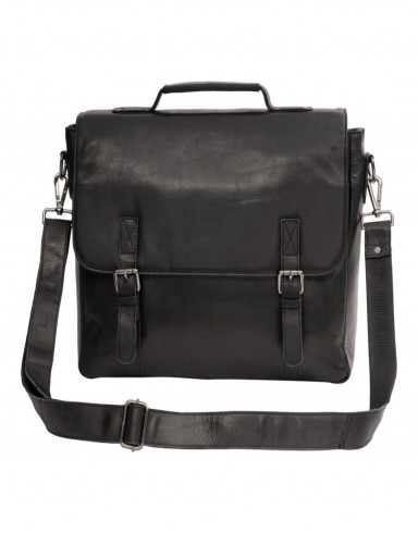 LEATHER LAPTOP BAG PORTLAND - BLACK