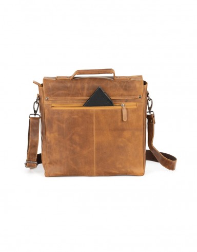 LEATHER LAPTOP BAG PORTLAND- CAMEL